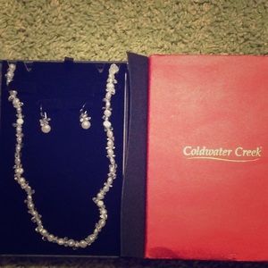 Coldwater Creek Pearl Necklace and Earrings